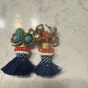 Jcrew Tassel Earrings with Floral Design